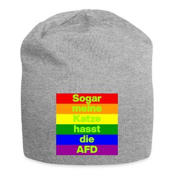 SOGAR MEINE KATZE HASST DIE AFD, NO AFD NO NZS  - Jersey-Beanie - Grau meliert - Vorne