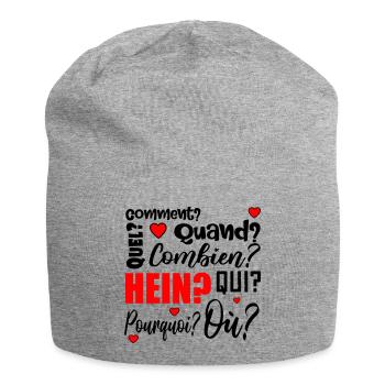 mots interrogatifs - français - Bonnet en jersey - gris chiné - Devant