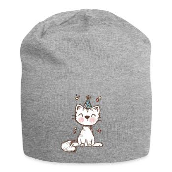 Fête des chats en style pastel - Bonnet en jersey - gris chiné - Devant