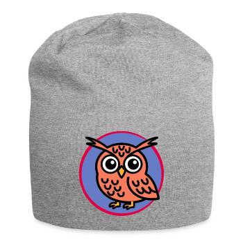 Cartoon Owl - Jersey Beanie - heather grey - Front