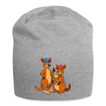 Känguru Familie - Jersey-Beanie - Grau meliert - Vorne