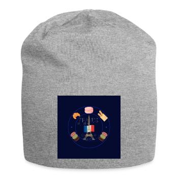 Pariser Gebäck- und Eiffelflaggenabzeichen - Jersey-Beanie - Grau meliert - Vorne