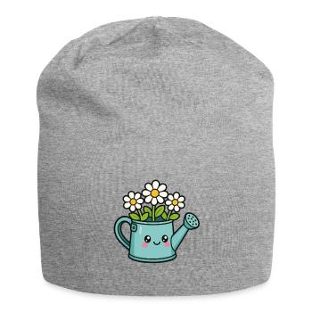 Dessin animé de canne d’arrosage fleuri - Bonnet en jersey - gris chiné - Devant