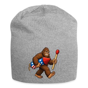 Bigfoot-Feuerwerkskörper zum 4. Juli für Männer - Jersey-Beanie - Grau meliert - Vorne