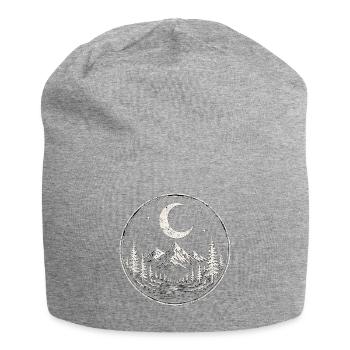 Minimalistischer Bergsee Mond Retro - Jersey-Beanie - Grau meliert - Vorne