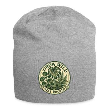 Grow Wild – Vintage Monstera Pilea Badge - Jersey-Beanie - Grau meliert - Vorne