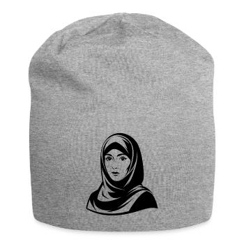 Hijab-Frau - Jersey-Beanie - Grau meliert - Vorne