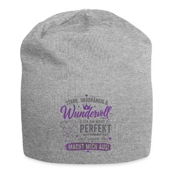 Stark unabhängig Wunderbar Zitat - Jersey-Beanie - Grau meliert - Vorne