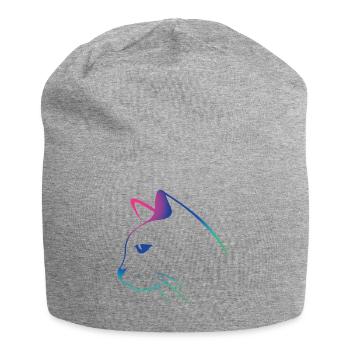 Cat-Line-Zeichnungsgradient - Jersey-Beanie - Grau meliert - Vorne