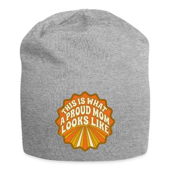 Proud Mom Look Retro-Abzeichen - Jersey-Beanie - Grau meliert - Vorne