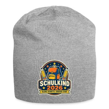 Schulkind 2026 Erster Schultag - Jersey-Beanie - Grau meliert - Vorne