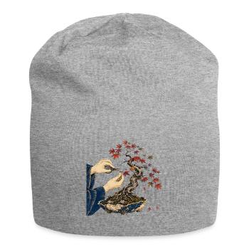 Zen-Bonsai-Fingerarbeit - Jersey-Beanie - Grau meliert - Vorne