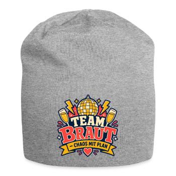 Team Braut Chaos mit Plan JGA Junggesellinnen - Jersey-Beanie - Grau meliert - Vorne