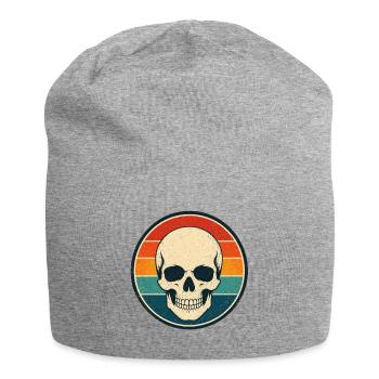 Skull Retro Badge Vintage-Stil Grafik - Jersey-Beanie - Grau meliert - Vorne