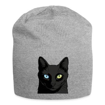Zweifarbige Katze mit Heterochromie - Jersey-Beanie - Grau meliert - Vorne