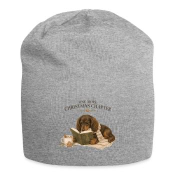 Read One More Christmas Chapter Dachshund - Jersey Beanie - heather grey - Front