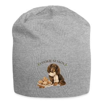 Cookie Season Longhair Dachshund Christmas - Jersey Beanie - heather grey - Front