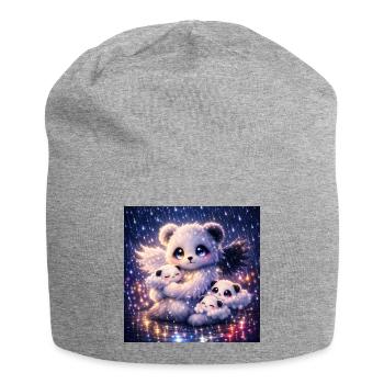 Celestial Nephalim Panda with Cloud Babies - Jersey Beanie - heather grey - Front