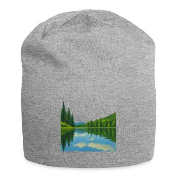 Forest reflections on a peaceful lake - Jersey Beanie - heather grey - Front