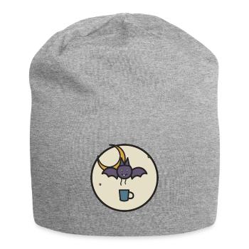 Night Flyer Bat with Tea Cup - Jersey Beanie - heather grey - Front