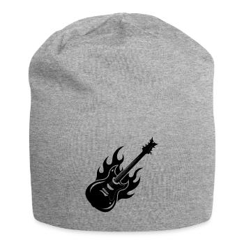 Flammende Gitarre - Jersey-Beanie - Grau meliert - Vorne