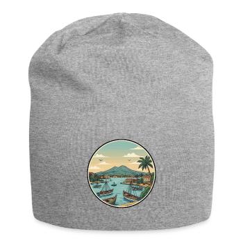 Neapel, Italien, Vesuv-Bucht-Aufkleber - Jersey-Beanie - Grau meliert - Vorne
