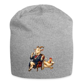 Goat as a gentleman at tea with hectic chicken - Jersey Beanie - heather grey - Front