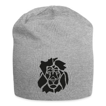 Black Graphic Lion – Geometric Portrait - Jersey Beanie - heather grey - Front