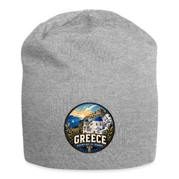Greece Vintage Travel Circle Emblem - Jersey Beanie - heather grey - Front