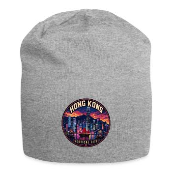 Hong Kong Skyline Vintage Travel Badge - Jersey Beanie - heather grey - Front