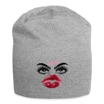 Kissable lips and eyes glamour - Jersey Beanie - heather grey - Front