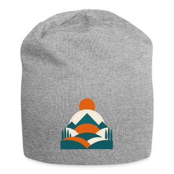Minimalist Geo Landscape Design - Jersey Beanie - heather grey - Front