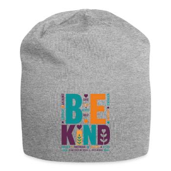 Be Kind – Colorful Typography Statement Word Stack - Jersey Beanie - heather grey - Front
