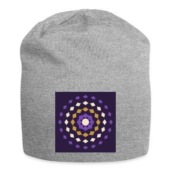 Golden purple mandala on night background - Jersey Beanie - heather grey - Front