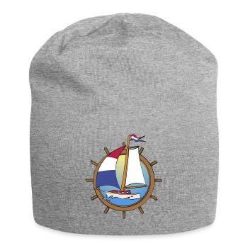 Dutch Sailboat in steering wheel - Jersey Beanie - heather grey - Front