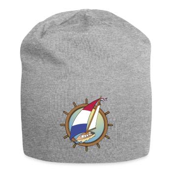 Dutch Sailboat in steering wheel - Jersey Beanie - heather grey - Front