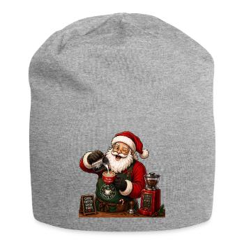 Santa Christmas coffeeshop - Jersey Beanie - heather grey - Front