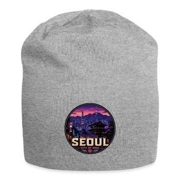 Seoul City of Soul Korea Vintage Travel Badge - Jersey Beanie - heather grey - Front