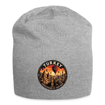 Turkey Cappadocia Balloons Vintage Travel Badge - Jersey Beanie - heather grey - Front