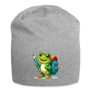 Frog for school enrolment – start of school with Bleistif - Jersey Beanie - heather grey - Front