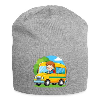 Yellow school bus for school enrolment – back-to-school bus - Jersey Beanie - heather grey - Front