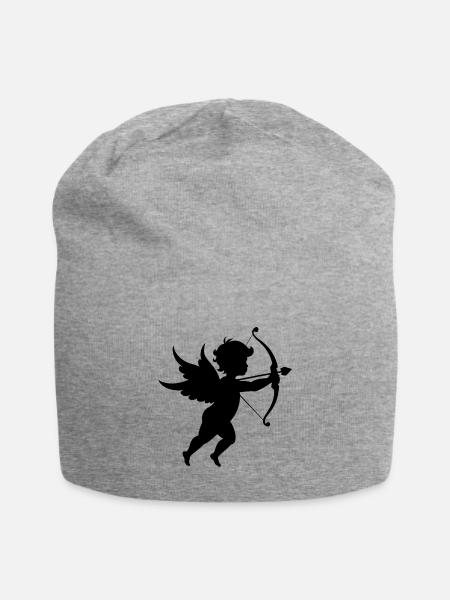 Amor-Silhouette mit Bogenpfeil - Jersey-Beanie - Grau meliert