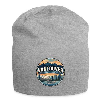 Retro Vancouver Harbour Travel Badge - Jersey Beanie - heather grey - Front