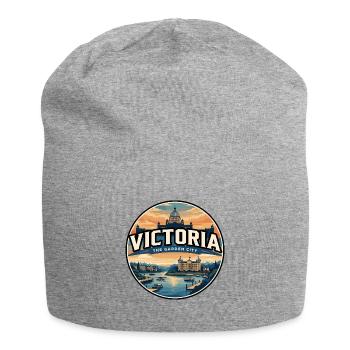 Retro Victoria Inner Harbour Travel Badge - Jersey Beanie - heather grey - Front