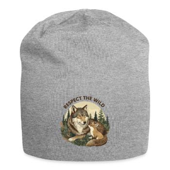 Respect The Wild Wolf & Fox Nature - Jersey Beanie - heather grey - Front