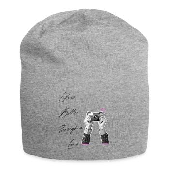 Life Is Better Through A Lens Vintage Camera Art - Jersey Beanie - heather grey - Front