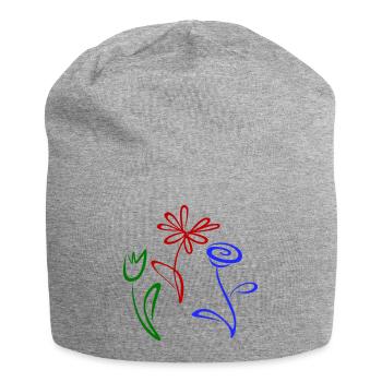 Three flowers - Jersey Beanie - heather grey - Front