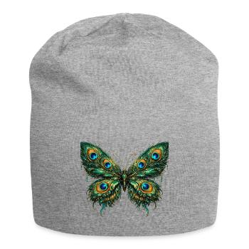 Butterfly with peacock feathers 3 - Jersey Beanie - heather grey - Front