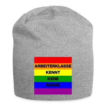 ARBEITERKLASSE KENNT KEINE RASSE, NIE WIEDER JETZT - Jersey-Beanie - Grau meliert - Vorne