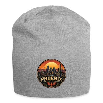 Phoenix Valley of the Sun Retro Saguaro Badge - Jersey Beanie - heather grey - Front